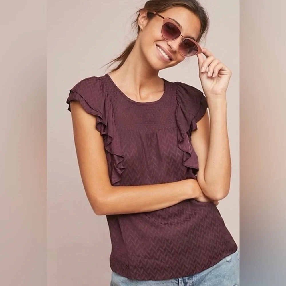 Anthropologie Meadow Rue. Majolica Blouse. Plum. Size 4.